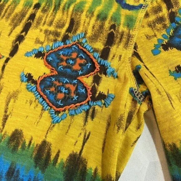 Urban Mangoz Womens Multicolor Stich Embroidered  Blouse Tunic Top Medium Novelt - Picture 7 of 12